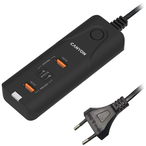 CANYON H-10, Wall charger. CNE-CHA10B Input: 100-240V~50/60Hz 1.0A Max Output1/Output2: DC USB-A QC3.0 5.0V/3.0A,9.0V/2.0A,12.0V/1.5A 18.0W(Max)USB-C PD 5.0V/3.0A,9.0V/2.22A,12.0V/1.67A 20.0W(Max)USB-A+C 5.0V/3.0A 15.0W(Max)Total Power: 40.0W slika 1