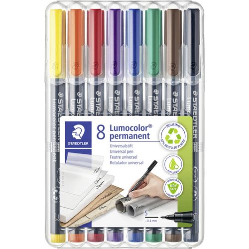 Staedtler flomaster za foliju 313 WP8 plava boja, smeđa boja, žuta, zelena, narančasta, crvena, crna, ljubičasta slika 1