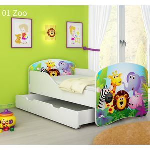 Dječji krevet ACMA s motivom + ladica 140x70 cm 01-zoo