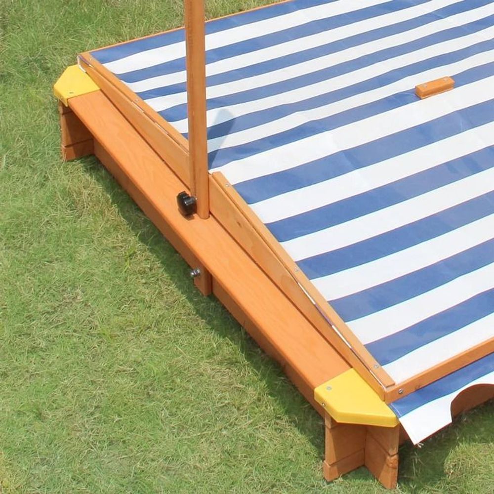 Kinder Home Drveni pješčanik sa podesivom tendom, 118х118cm slika 8