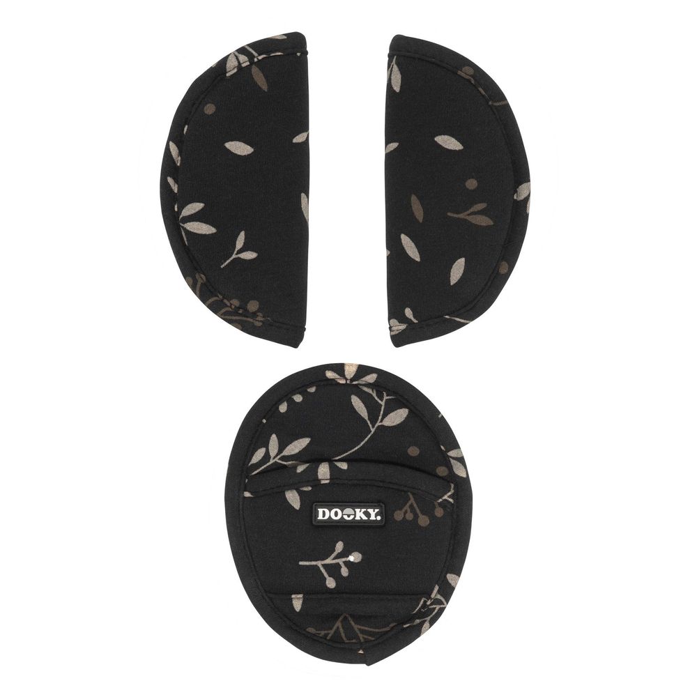 Dooky komplet zaštita za pojaseve autosjedalice - Romantic Leaves Black slika 1