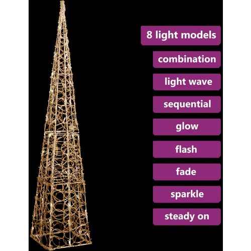 Akrilni ukrasni stožac s LED svjetlima topli bijeli 120 cm slika 5