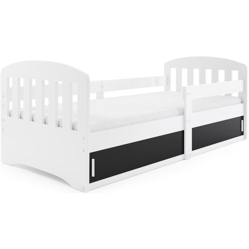 Drveni dječji krevet KLASIK s kliznom ladicom - 160x80cm - bijeli - crni slika 6