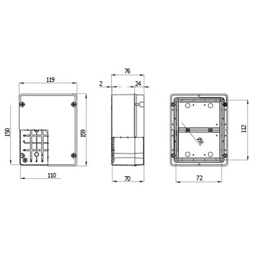 Gewiss 44CE, Razvodna kutija sa poklopcem na šraf 150x110x70, IP56 slika 2