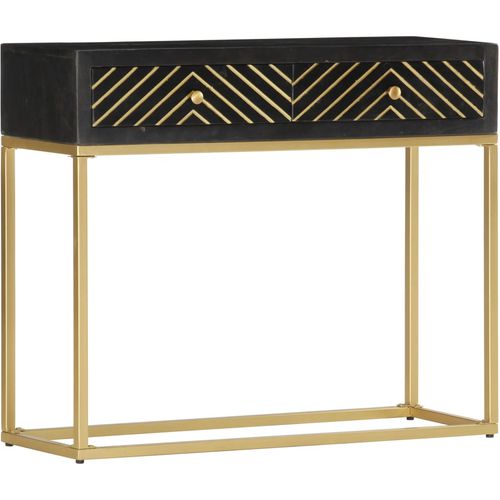 Konzolni stol crno-zlatni 90 x 30 x 75 cm masivno drvo manga slika 35
