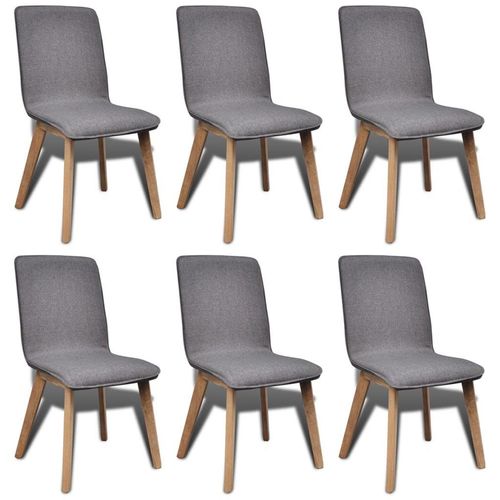 Blagovaonske stolice od tkanine i hrastovine 6 kom svjetlosive slika 1