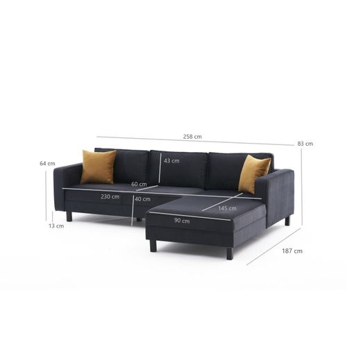 Atelier Del Sofa Kutna garnitura, Antracit, Kale Velvet Right - Anthracite slika 7