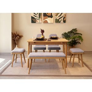 Vina Mini 03 0701 - Set Ekstenzibilnog Stola i Stolica u Soho Sivoj