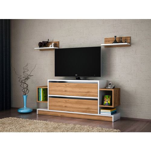 Woody Fashion TV jedinica, Bijela boja Orah, Magic - White, Walnut slika 1