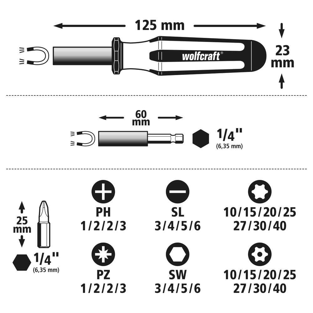 Wolfcraft Set Bit Nastavaka + Ručka "30 SOLID" / 32 dijelni - 1388000 slika 5