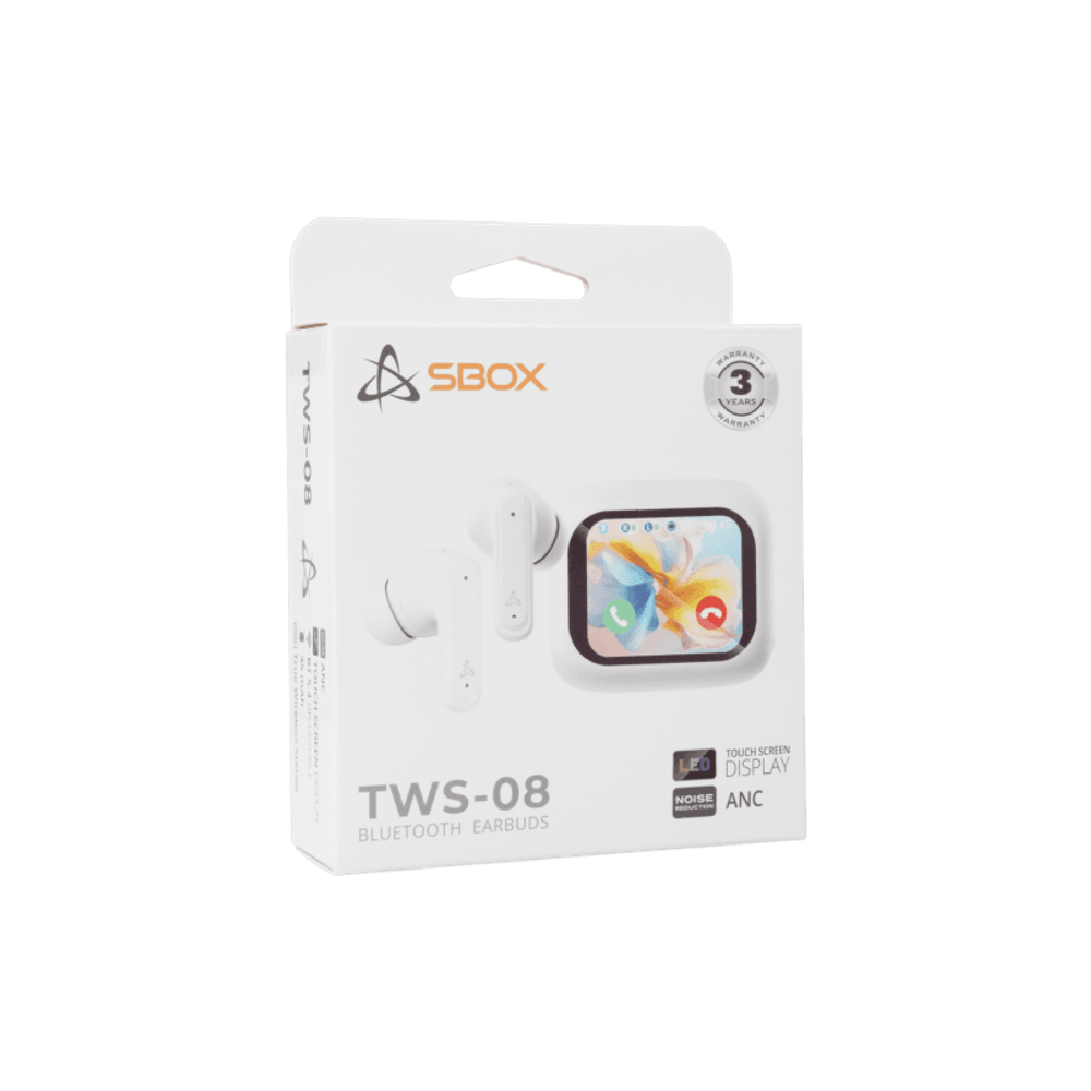 SBOX Slušalice EB-TWS08 /  ANC Touch Display, bijele slika 4