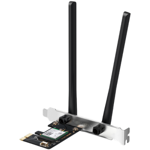 AX3000 Dual-Band Wi-Fi 6 Bluetooth PCI Express AdapterSPEED: 2402 Mbps at 5 GHz + 574 Mbps at 2.4 GHzSPEC: 2× High Gain Dual-Band External AntennasFEATURE: Wi-Fi 6, MU-MIMO, OFDMA, 1024 QAM, HE160, WPA3, Bluetooth 5.2"