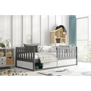 Drveni dječji krevet Smart s kliznom ladicom - 160*80 cm - grafit