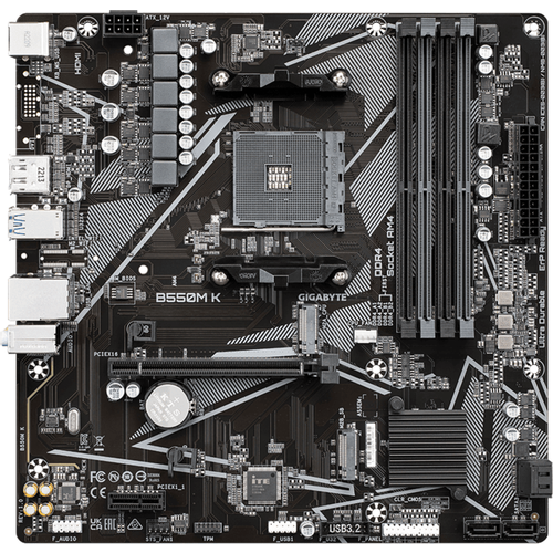 Gigabyte MB [B550M K];AM4; 4xDDR4; 2xM.2; 4xSATA;8xusB; DP; HDMI; PS2; mATX slika 2