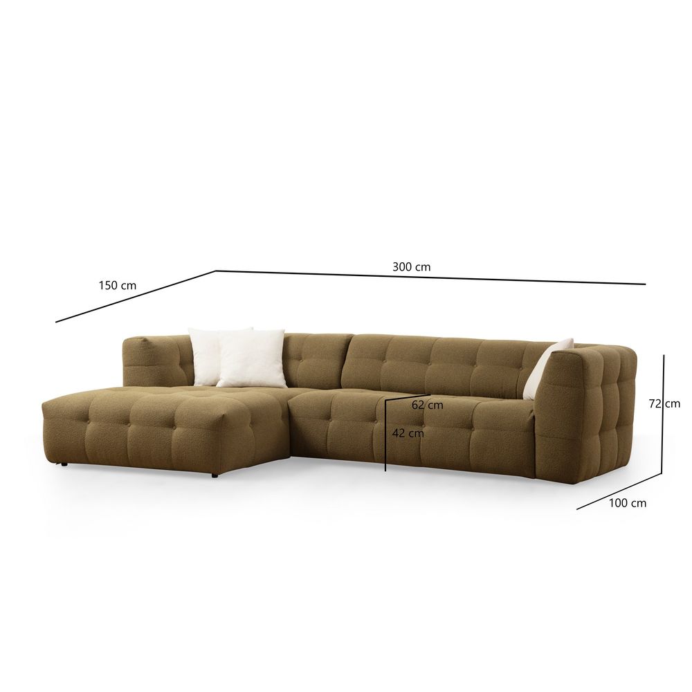 Cady 3 Seater Left - Trosjed Kutna Sofa u Boji Kaki slika 10