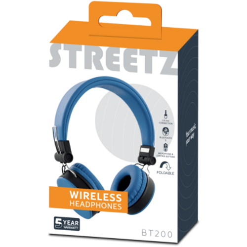 STREETZ Slušalice BT200 Naglavne Sklopive Bluetooth, 3.5 mm utor, PLAVE slika 2