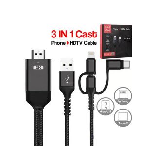 Linkom HDMI 2K na (Micro+Tip C+Iphone) povezuje TV+ mob 2m