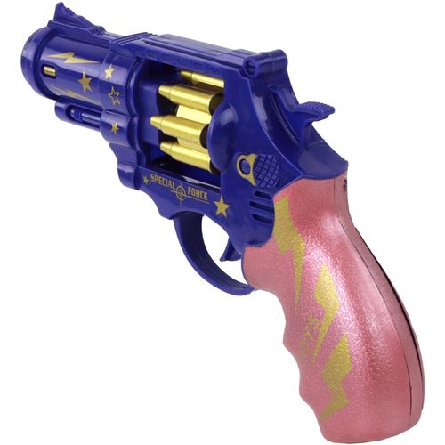 Plavo - ružičasti revolver, oružje, zvukovi svjetla slika 4