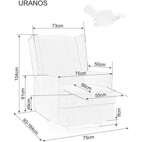 Fotelja Uranos - siva slika 10