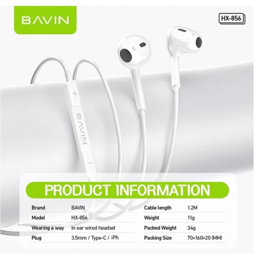 Bavin slušalice type-C bela slika 1