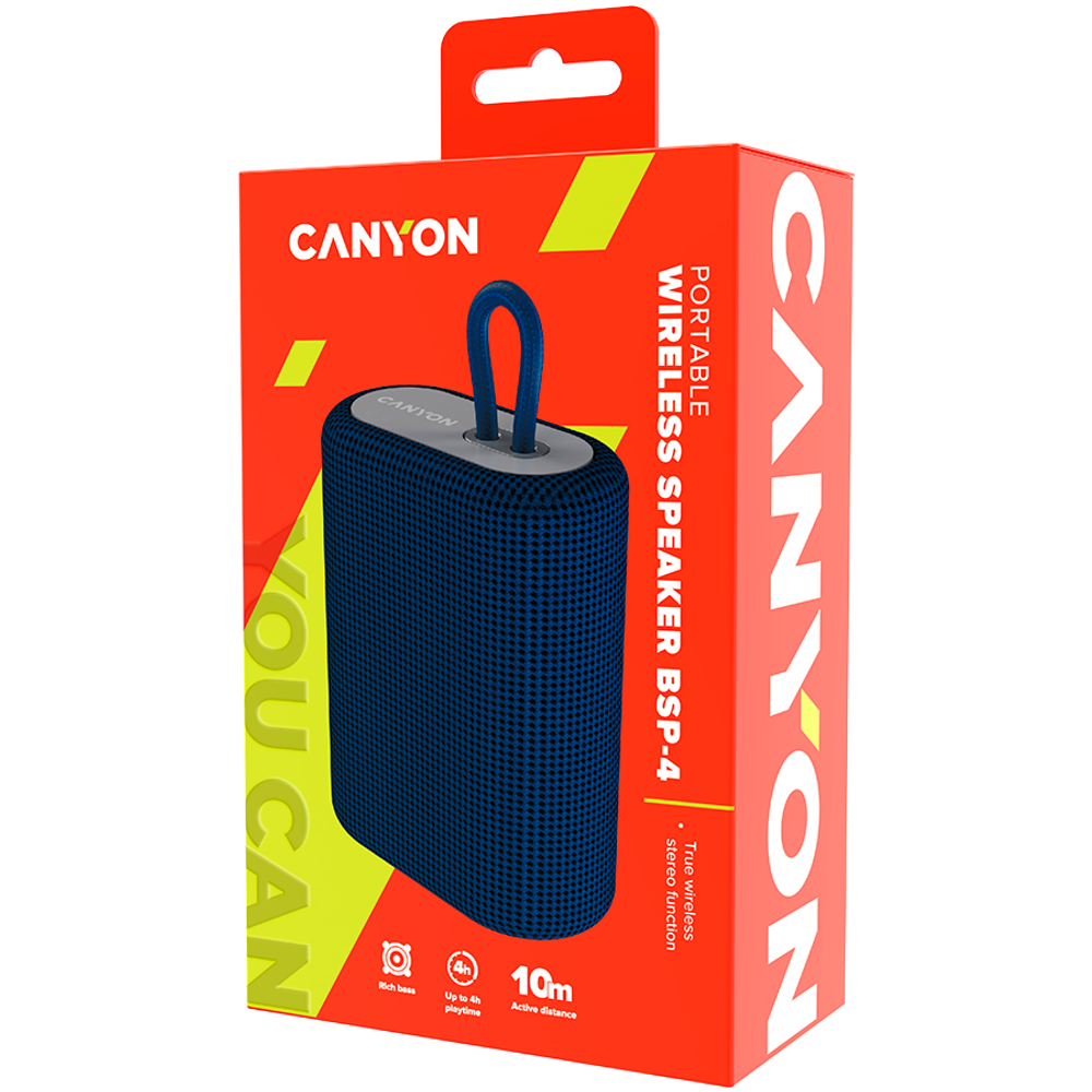 CANYON BSP-4, Bluetooth Zvučnik, BT V5.0, BLUETRUM AB5365A, Podrška za TF karticu, Type-C USB port, 1200mAh polimer baterija, Plavi slika 4