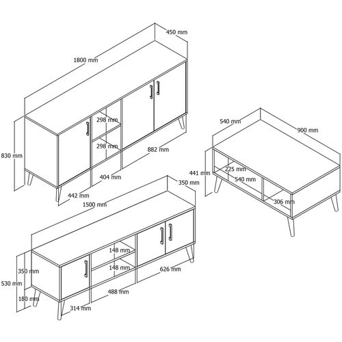 SET 1586-2076-1626 Oak Living Room Furniture Set slika 8