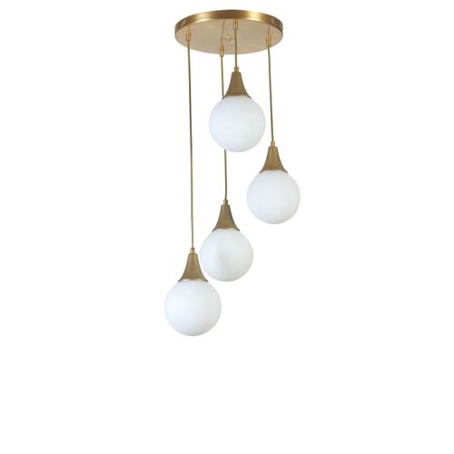 Afra 4 Lü Tepsili Eskitme Beyaz Camlı Sarkıt White
Gold Chandelier slika 3