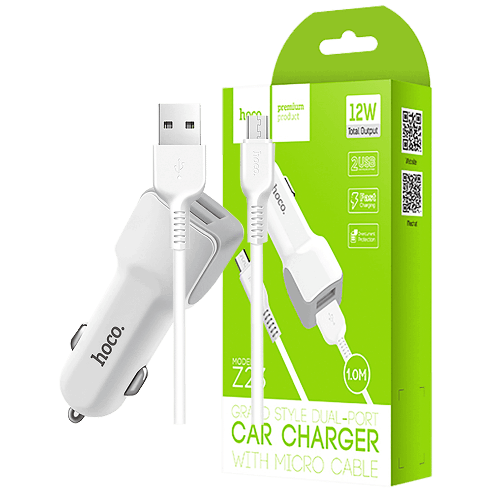 hoco. Auto punjač sa micro USB kabelom, 2 x USB, 5 V/2.4 A - Z23 Grand Style set, micro USB slika 1