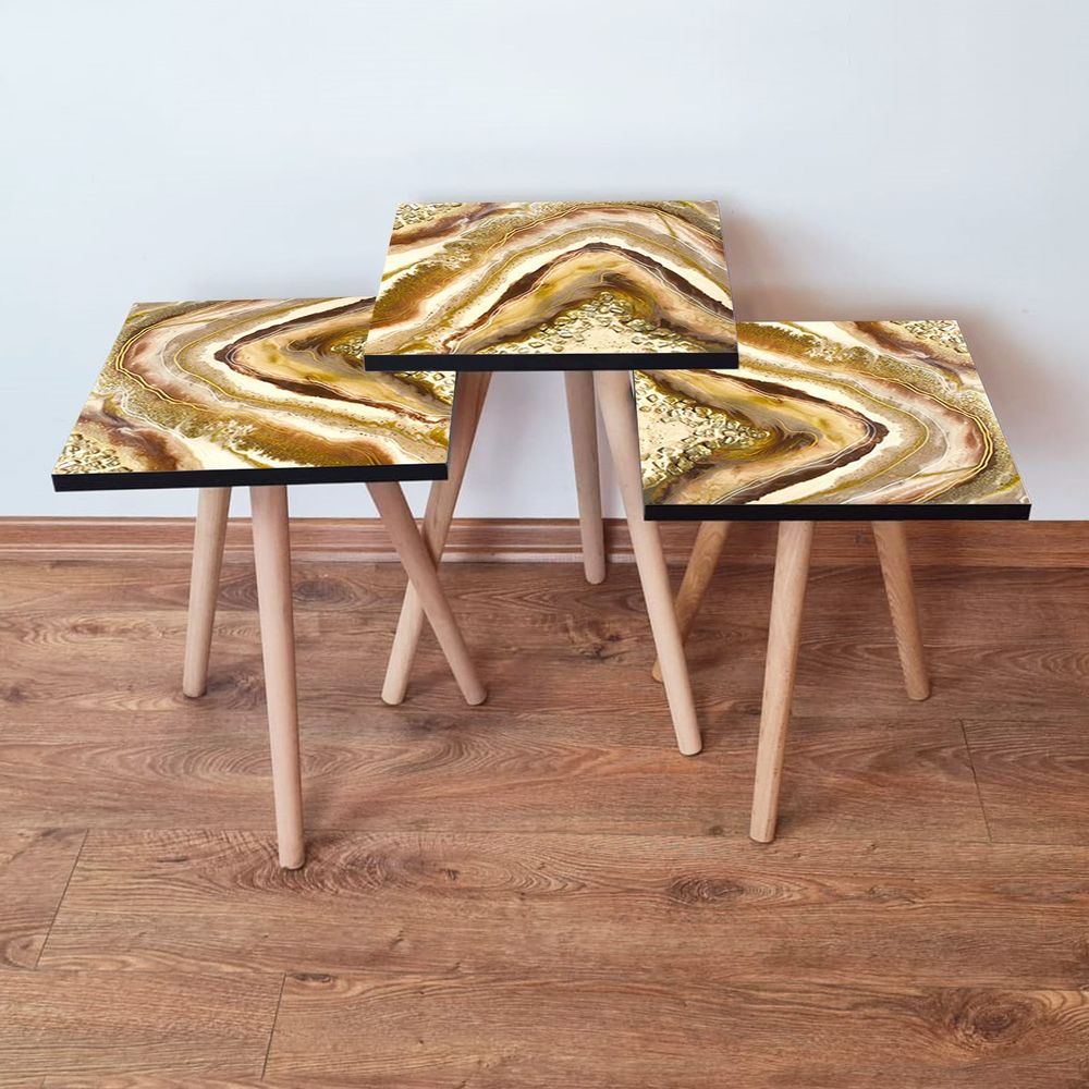 Nesting Table 3Shp295 - Set od 3 komada u krem, zlatnoj, bež i smeđoj boji slika 1
