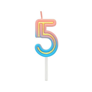 7C-SCN5 Svjećica za tortu 5 Neon 4,5cm
