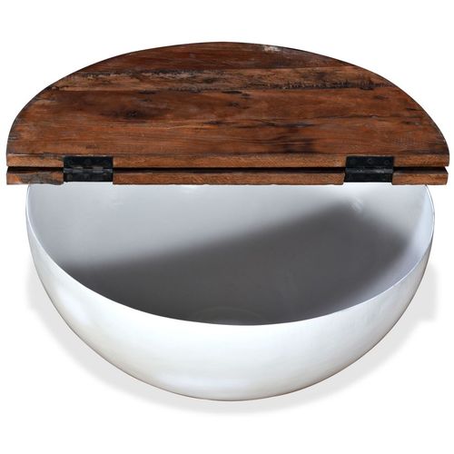 Stolić za kavu od masivnog obnovljenog drva bijeli oblik zdjele slika 22