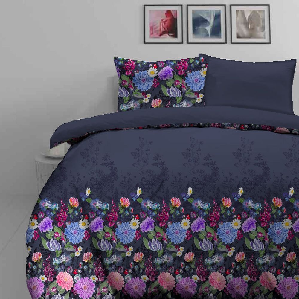 Pamučno satenska posteljina Svilanit Giselle dark blue MC 140x200 50x70 cm slika 3