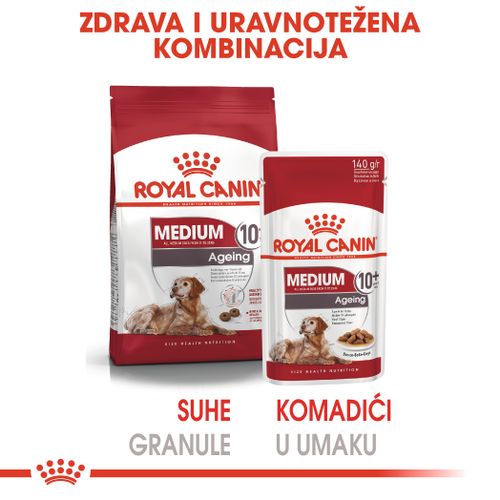 ROYAL CANIN SHN Medium ageing 10+ vrećice za pse, potpuna hrana za starije pse srednje velikih pasmina (od 11 do 25 kg), stariji od 10 godina, 10x140 g slika 3