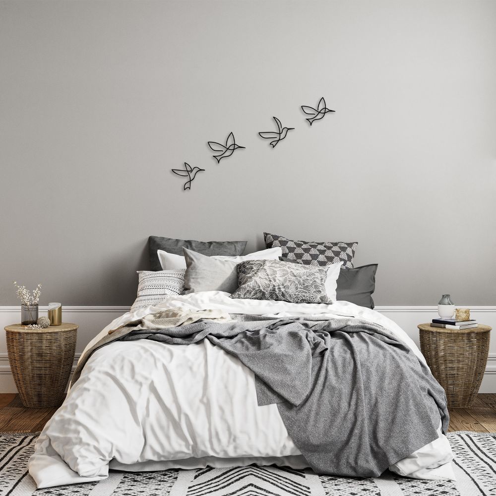 Decorative metal wall accessory Birds - 304, colour: black slika 3