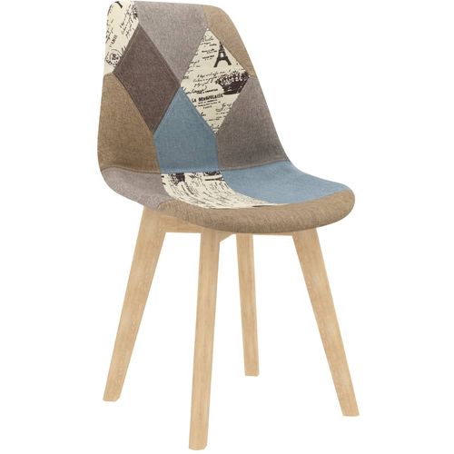 Blagovaonske stolice od tkanine 6 kom s uzorkom patchworka sive slika 21