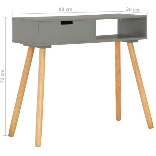 Konzolni stol sivi 80 x 30 x 72 cm od masivne borovine slika 8