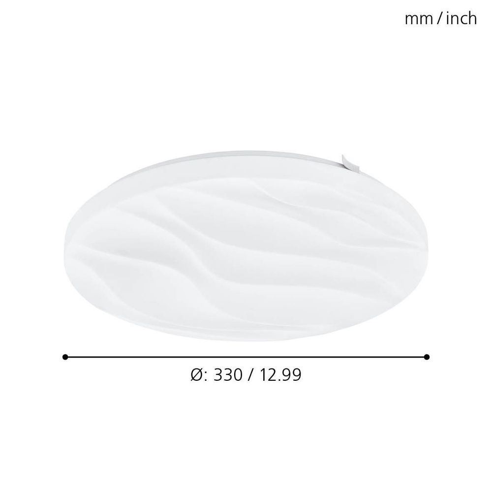 Eglo Benariba Zidna/Stropna LED Lampa, 17,3W, 2000lm, Promjer 330mm, Bijela Plastika slika 3