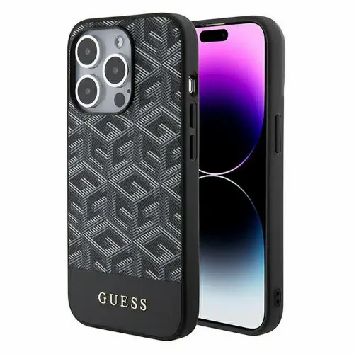 Original GUESS Hardcase GUHMP15LHGCFSEK Case za iPhone 15 PRO (Magsafe GCUBE Stripes / crna) slika 1