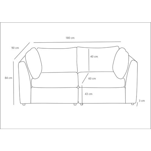 Atelier Del Sofa Dvosjed, Mottona 2-Seat Sofa - Cream slika 6