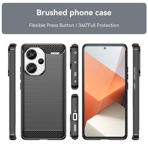 Techsuit Carbon Silicone maska za Xiaomi Redmi Note 13 Pro+ 5G – crna slika 2