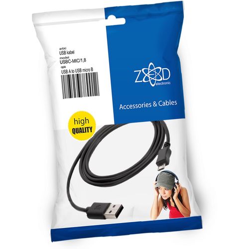 ZED electronic USB A na USB micro kabel, dužina 1.8 metara - USBC-MIC/1,8 slika 1