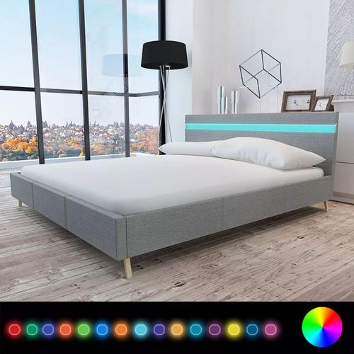 Okvir za krevet od tkanine LED svjetlosivi 160 x 200 cm slika 1