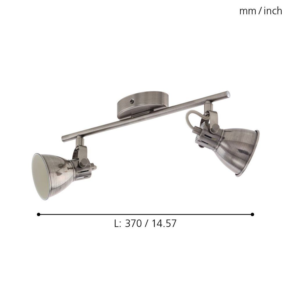 Eglo Seras reflektor/2, led, gu10, 2x3,3w, 2x240lm, nikl/antik  slika 2
