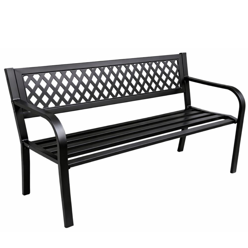 Vrtna klupa za park, terasa, metalna, 2 sjedala, crna, 120 cm slika 1