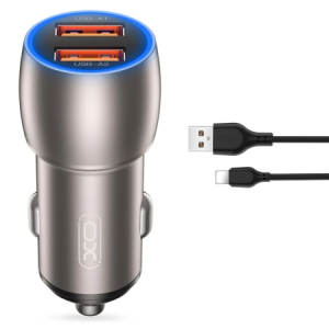XO Auto punjač + Lightning kabl CC52, 36W / Sivi
