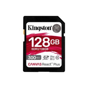 Kingston SDR2/128GB 128GB, SDXC, Canvas React Plus, Professional, Class 10 UHS-II U3 V90, Up to 300MB/s read and 260MB/s write, for Full HD/2K/4K/8K