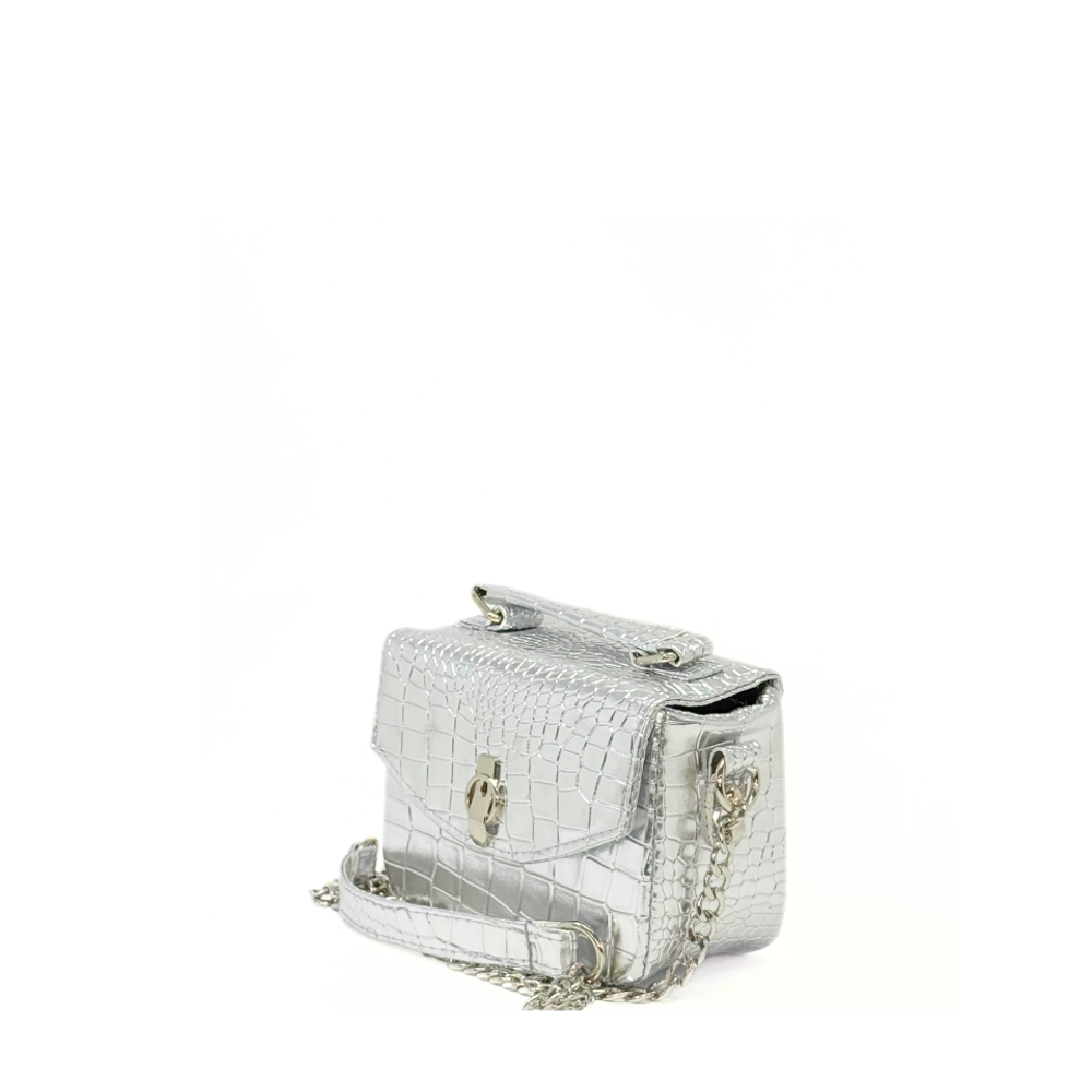 ILEA Ženska torba Tea 19x13cm, Srebrna Kroko slika 2