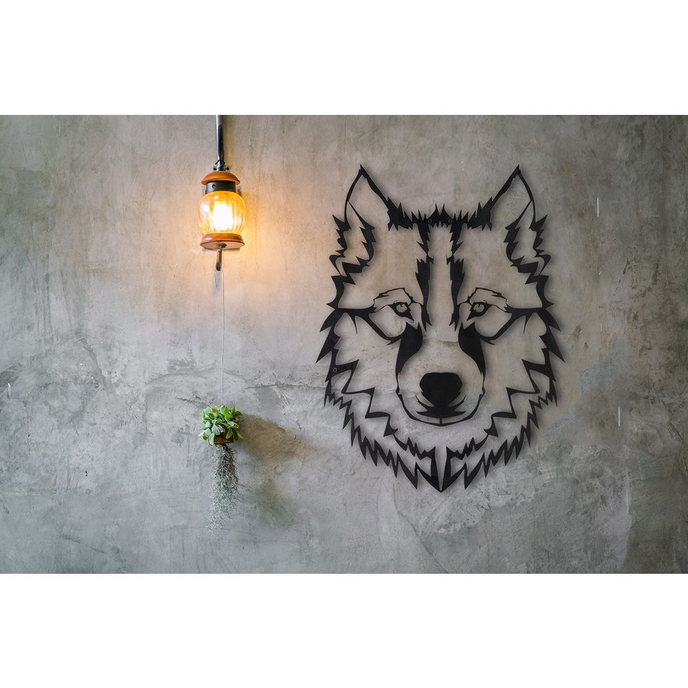 Wolf v11 Crni Dekorativni Metalni Zidni Ukras slika 2