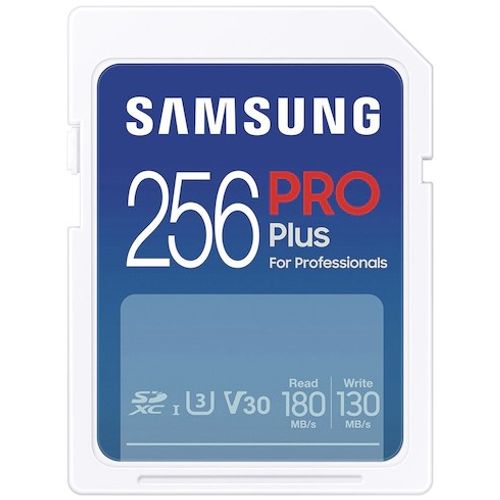 Samsung  MB-SD256S/EU SD Card 256GB, PRO Plus, SDXC, UHS-I U3 V30 Class 10, Read up to 180MB/s, Write up to 130 MB/s, for 4K and FullHD video recording slika 1
