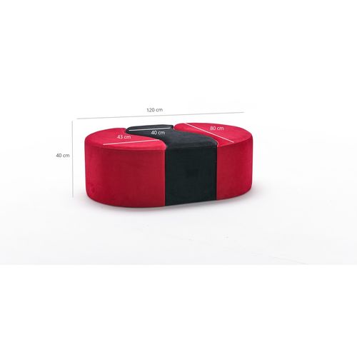 Atelier Del Sofa Tabure, Crno Crvena, Alya Puf - Red, Black slika 7